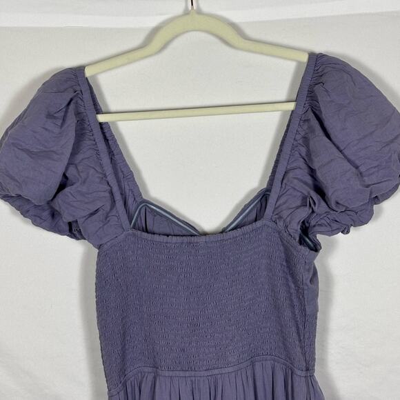 NWOT Free People Boho Sundrenched Smocked Puff Sleeve Maxi Blue Granite- M - Picture 11 of 14